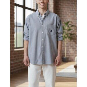 Chaps Ralph Lauren Mens Blue & White Striped Dress Shirt
